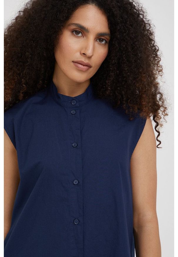 Marc O'Polo sukienka bawełniana DENIM kolor granatowy mini prosta. Okazja: na co dzień. Typ kołnierza: polo. Kolor: niebieski. Materiał: denim, bawełna. Typ sukienki: proste. Styl: casual. Długość: mini