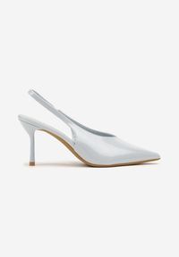 Renee - Niebieskie Lakierowane Sandały na Szpilce Typu Slingback Addoxie. Okazja: na co dzień, na spacer. Kolor: niebieski. Materiał: lakier. Obcas: na szpilce. Styl: elegancki, casual. Wysokość obcasa: średni #4