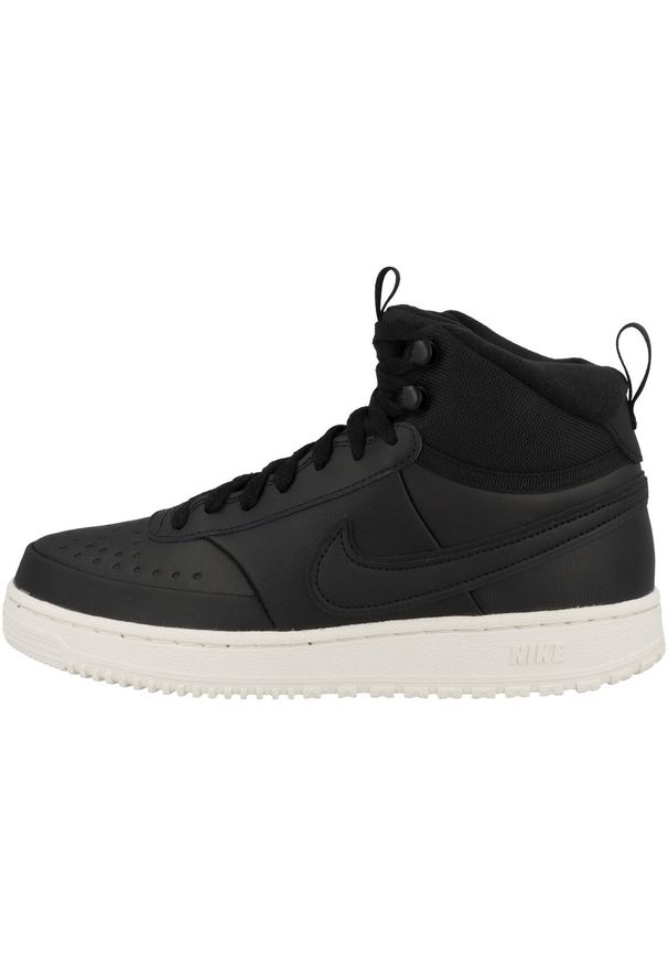 Buty do chodzenia męskie Nike Court Vision Mid. Wysokość cholewki: za kostkę. Zapięcie: sznurówki. Kolor: czarny, wielokolorowy. Materiał: materiał, skóra, tkanina, syntetyk. Szerokość cholewki: normalna. Model: Nike Court. Sport: turystyka piesza