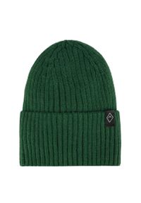 Volcano - Krótka czapka beanie H-NIKO. Kolor: zielony. Materiał: wiskoza, dzianina, prążkowany, materiał, poliester. Wzór: ze splotem. Sezon: zima. Styl: elegancki, klasyczny