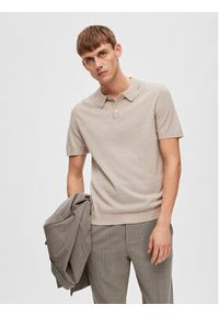Selected Homme Polo 16088649 Beżowy. Typ kołnierza: polo. Kolor: beżowy. Materiał: syntetyk #6