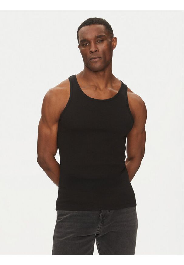 Jack & Jones - Jack&Jones Tank top Islington 12273156 Czarny Slim Fit. Kolor: czarny. Materiał: bawełna