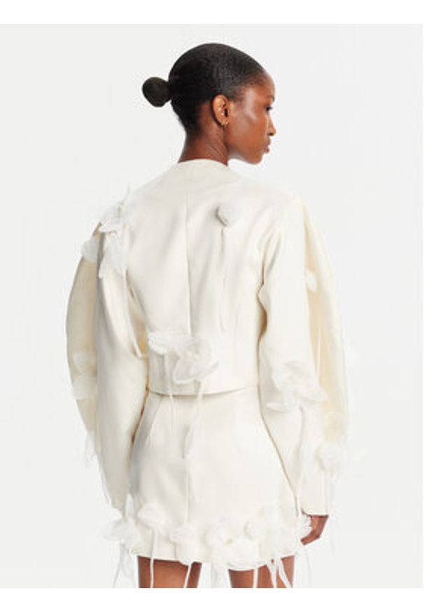 ROTATE Marynarka 3D Lily 113885857 Écru Relaxed Fit. Materiał: syntetyk