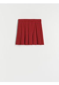 Reserved - Plisowana spódniczka - czerwony. Kolor: czerwony. Materiał: bawełna, dzianina