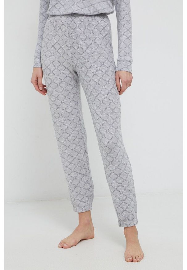 DKNY - Dkny - Piżama. Kolor: szary. Materiał: dzianina. Długość: długie