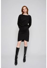 MOODO - Spódnica z marszczeniem czarna. Kolor: czarny. Materiał: poliester, elastan #1