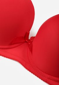 Renee - Czerwony Biustonosz o Gładkim Wykończeniu z Kokardką Phiphise. Kolor: czerwony. Wzór: gładki #3