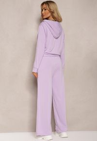 Renee - Fioletowy Komplet Dresowy z Bluzą z Kapturem i Szerokimi Spodniami Irabelle. Kolor: fioletowy. Materiał: dresówka #5