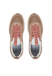 Calvin Klein Sneakersy Retro Runner Sock Laceup Mix Mat YW0YW02060 Brązowy. Kolor: brązowy. Materiał: materiał #2