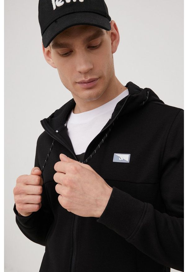 Jack & Jones bluza męska kolor czarny z kapturem gładka. Okazja: na co dzień. Typ kołnierza: kaptur. Kolor: czarny. Wzór: gładki. Styl: casual