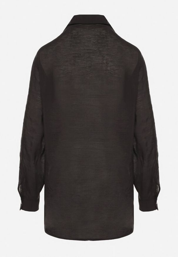 Born2be - Czarna Koszula z Modalem i Ozdobnymi Kieszeniami Mavisene. Okazja: na co dzień. Kolor: czarny. Materiał: jeans. Styl: klasyczny, elegancki, casual