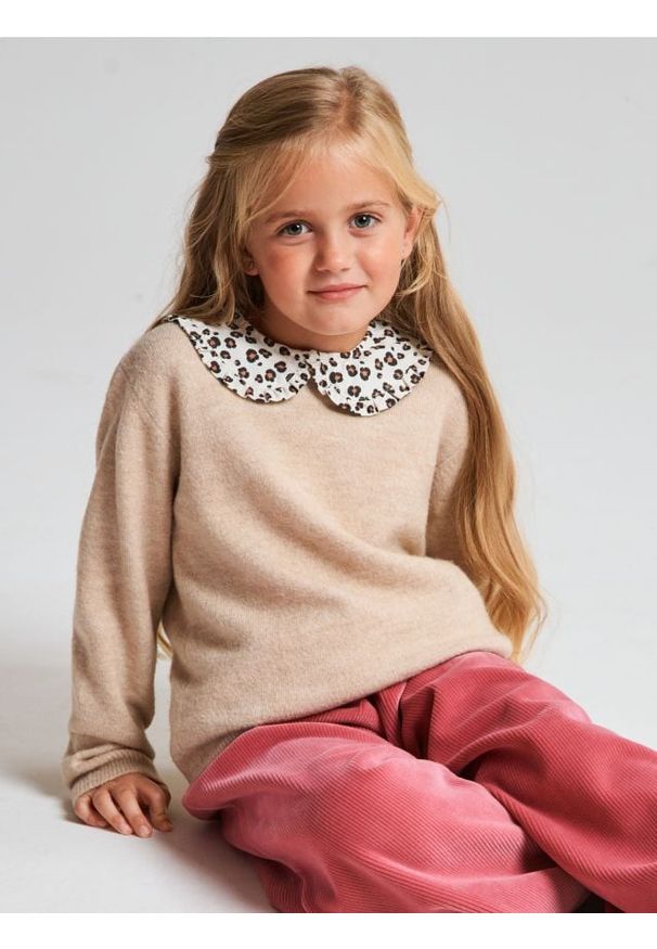 Sinsay - Sweter z ozdobnym kołnierzykiem - beżowy. Kolor: beżowy