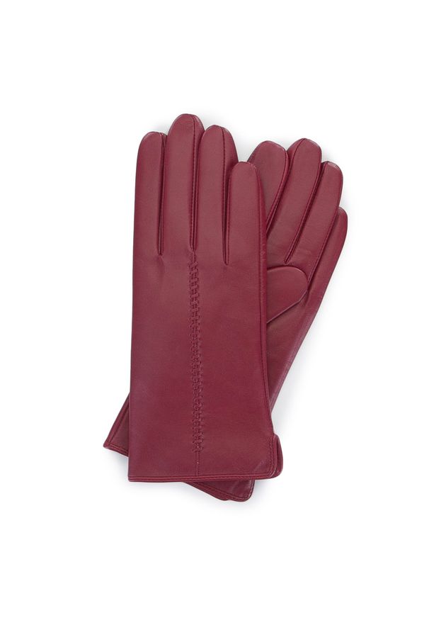 Wittchen - Damskie rękawiczki skórzane z rzemieniem. Kolor: czerwony. Materiał: skóra. Sezon: zima. Styl: klasyczny, elegancki