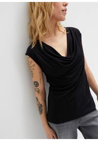 bonprix - Top z mieszanki wiskozy. Typ kołnierza: dekolt woda. Kolor: czarny. Materiał: wiskoza. Styl: klasyczny #2