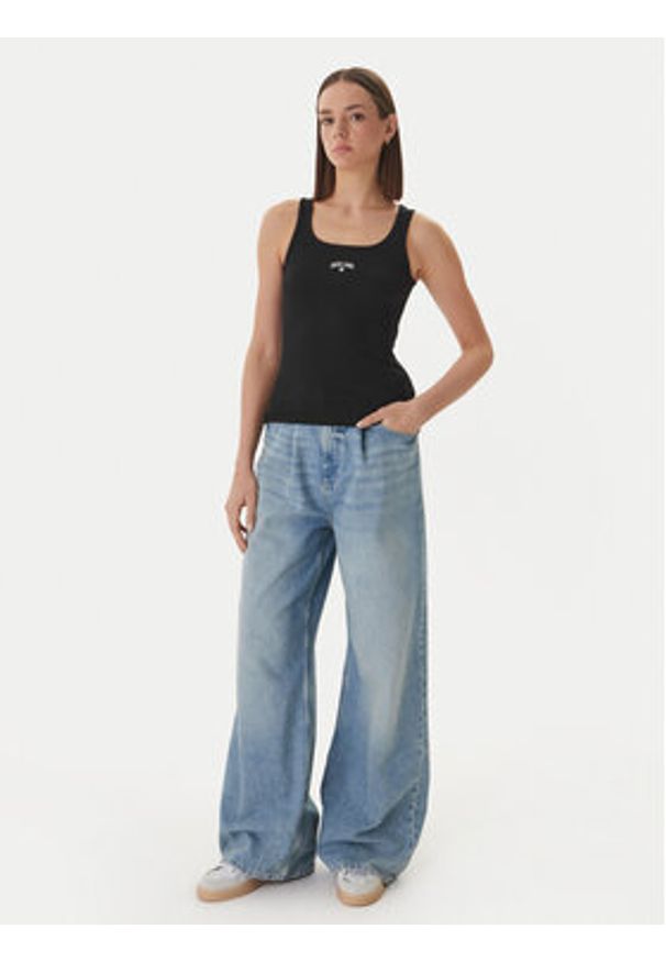 Guess Jeans Top W6GPZ2 KA0H1 Czarny Slim Fit. Kolor: czarny. Materiał: bawełna