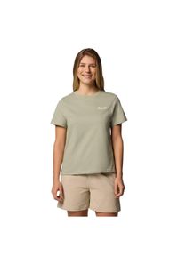 columbia - T-shirt sportowy z krótkim rękawem damski Rolling Bend Graphic SS Tee. Kolor: zielony. Materiał: bawełna, elastan. Długość rękawa: krótki rękaw. Długość: krótkie