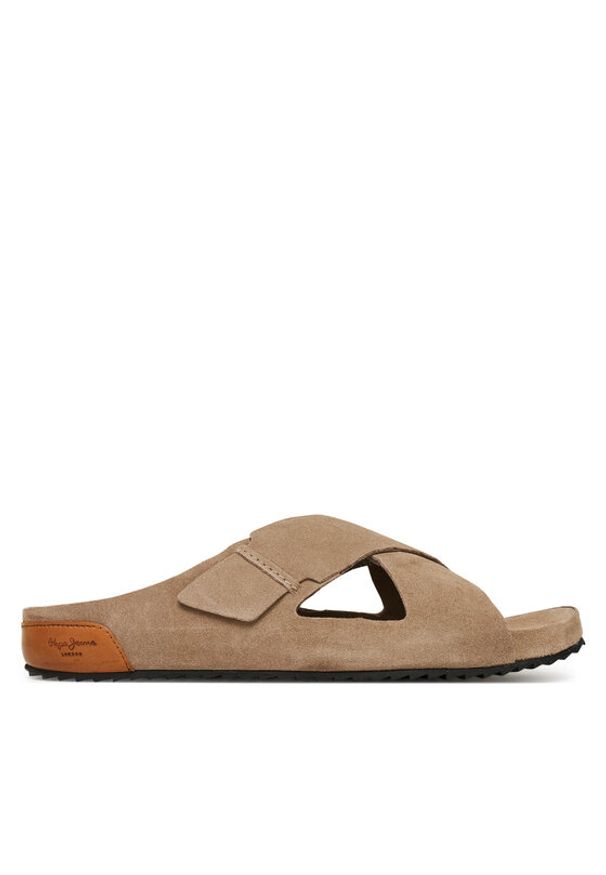 Pepe Jeans Klapki Corby Cross PMS90124 Beżowy. Kolor: beżowy. Materiał: zamsz, skóra