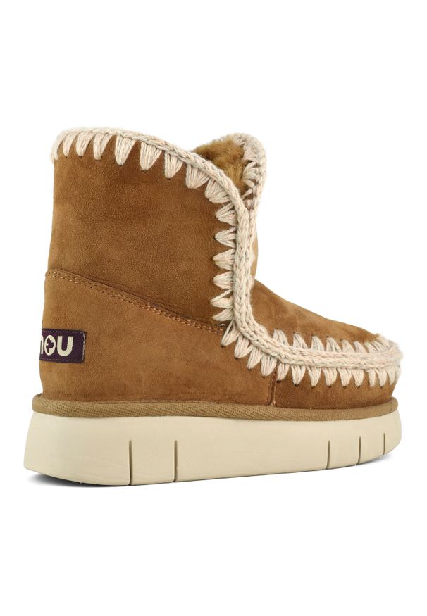 Mou - MOU Eskimo 18 bounce Śniegowce damskie. Kolor: brązowy. Materiał: zamsz, wełna. Szerokość cholewki: normalna. Sezon: zima. Styl: boho, elegancki
