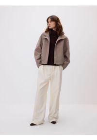 Reserved - Kurtka handmade z wełną - beżowy. Kolor: beżowy. Materiał: wełna #1