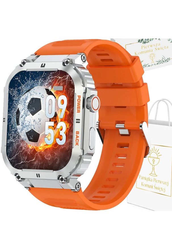 Gravity - Zegarek chłopięcy KOMUNIA SMARTWATCH GRAVITY LUTON GT6-4 srebrny/ pomarańczowy gumowy. Rodzaj zegarka: smartwatch. Kolor: pomarańczowy, srebrny, wielokolorowy. Materiał: guma