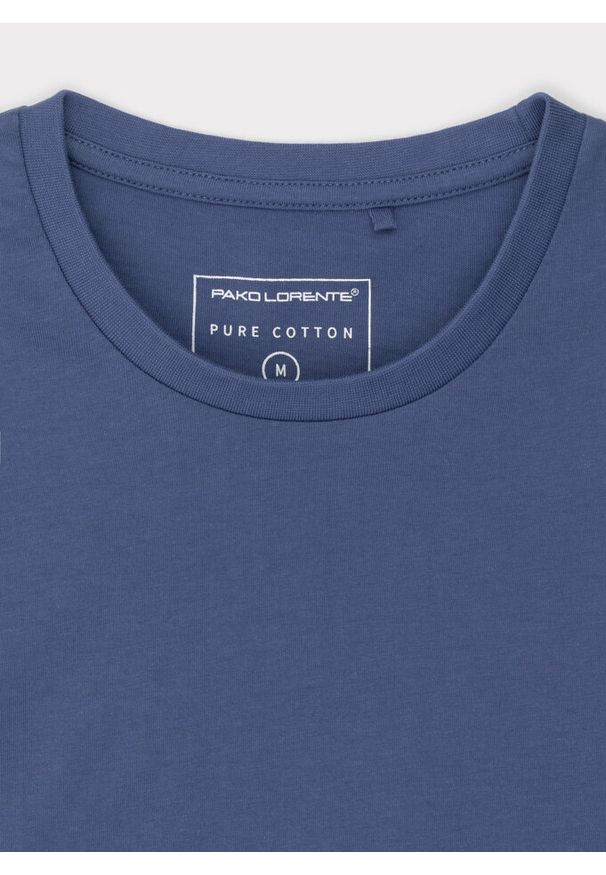 Pako Lorente - PAKO LORENTE – Bawełniany granatowy t-shirt z okrągłym dekoltem. Okazja: na co dzień. Kolor: czerwony, niebieski. Materiał: bawełna. Styl: casual
