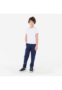 DOMYOS - Spodnie dresowe dla dzieci Domyos. Kolekcja: plus size. Kolor: niebieski. Materiał: materiał, poliester, elastan