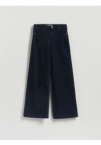 Reserved - Jeansy wide leg z domieszką wełny - granatowy. Kolor: niebieski #1