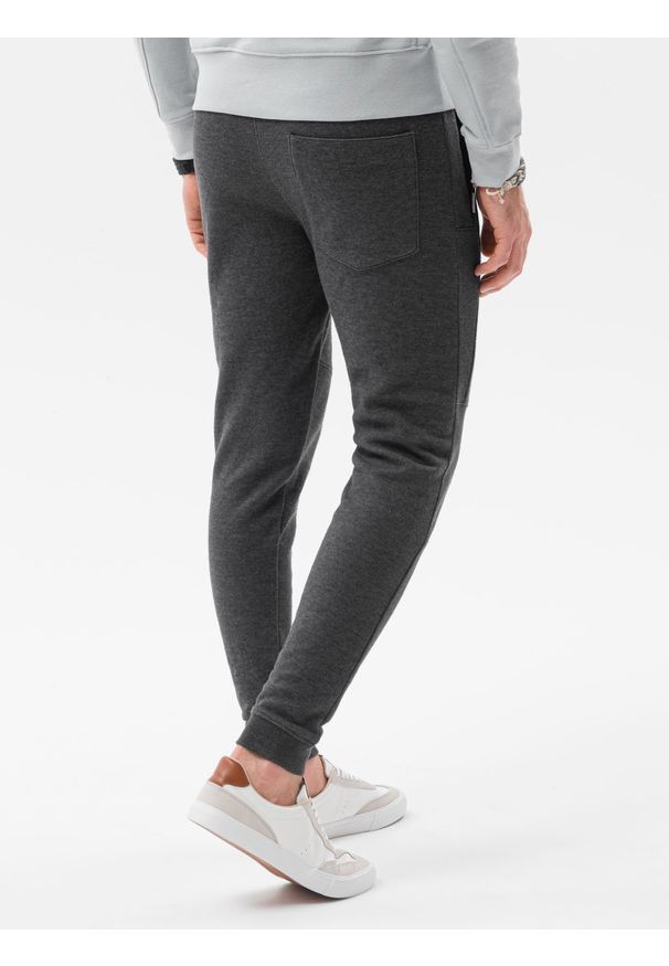 Ombre Clothing - Spodnie męskie dresowe joggery - grafitowe V3 P1036 - XXL. Kolor: szary. Materiał: dresówka