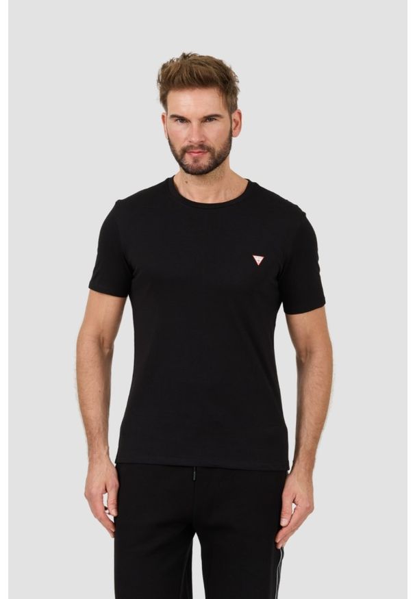 Guess - GUESS Czarny męski t-shirt Core Tee, Rozmiar M. Kolor: czarny