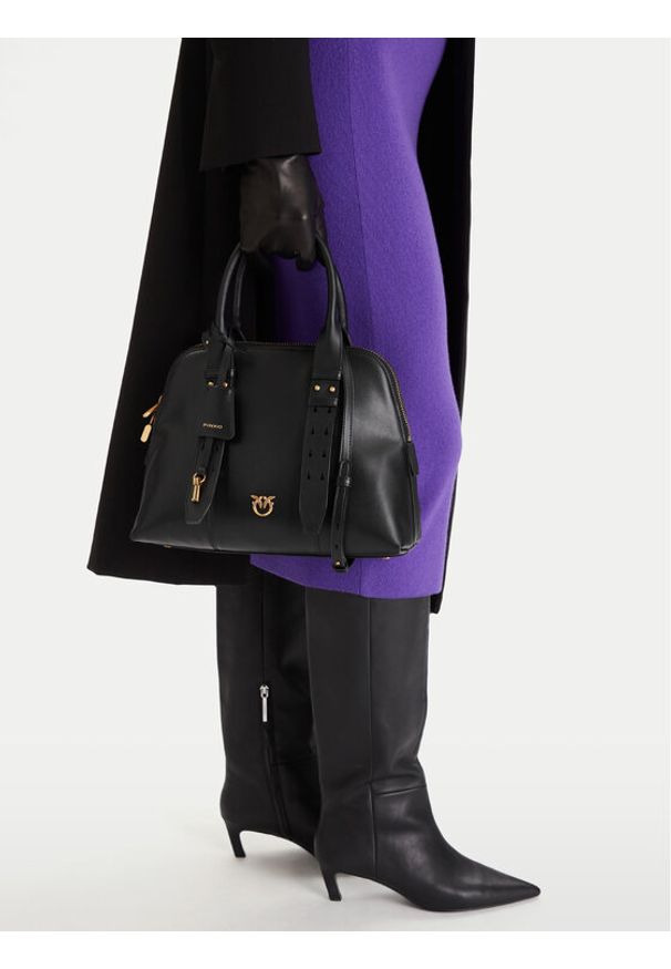 Pinko - PINKO Torebka Bowling Bag Medium AI 25-26 PLTT 105906 A0QO Czarny. Kolor: czarny. Materiał: skórzane