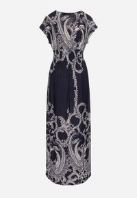 Born2be - Granatowa Sukienka z Gumką w Pasie i Kopertowym Dekoltem Pialica. Okazja: na co dzień. Typ kołnierza: dekolt kopertowy. Kolor: niebieski. Typ sukienki: kopertowe. Styl: sportowy, casual, elegancki #2