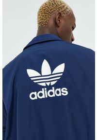 adidas Originals kurtka męska kolor granatowy przejściowa oversize. Kolor: niebieski. Materiał: materiał #1