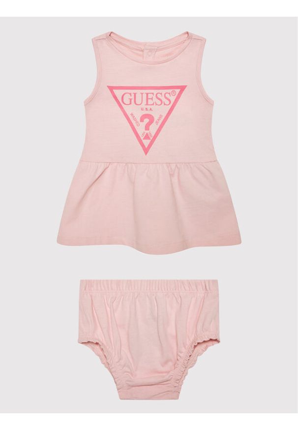 Guess Sukienka codzienna A01K15 KAUD0 Różowy Regular Fit. Okazja: na co dzień. Kolor: różowy. Materiał: bawełna. Typ sukienki: proste. Styl: casual