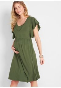 Sukienka ciążowa i do karmienia LENZING™ ECOVERO™ bonprix ciemny khaki. Kolekcja: moda ciążowa. Kolor: zielony. Materiał: materiał #5