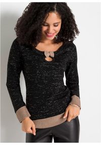 bonprix - Sweter. Typ kołnierza: kokarda. Kolor: czarny. Materiał: dzianina. Styl: elegancki #1
