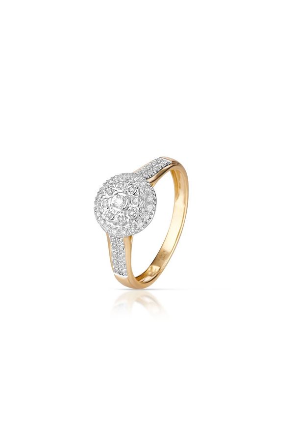 W.KRUK Wspaniały Pierścionek Złoty - złoto 585, Brylant 0,02ct,diament 0,14ct - ZCG/P+1090K. Materiał: złote. Kolor: złoty. Wzór: ażurowy, aplikacja. Kamień szlachetny: brylant, diament
