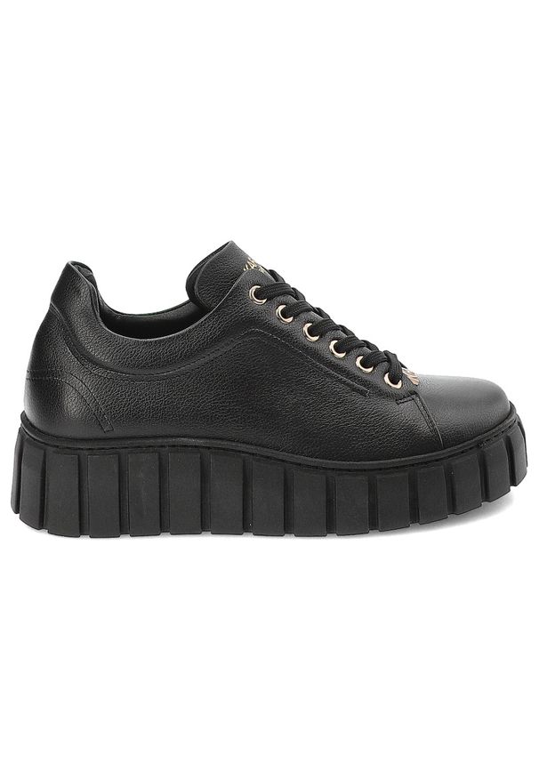 Czarne Sneakersy Karino Modne Skórzane Obuwie Damskie. Okazja: na co dzień, na spacer. Kolor: czarny. Materiał: skóra. Szerokość cholewki: normalna. Sport: turystyka piesza