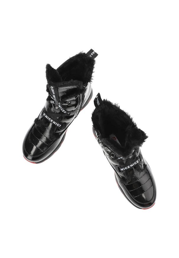 Czarne Botki Artiker Modne Ocieplane Buty. Zapięcie: sznurówki. Kolor: czarny. Materiał: materiał, futro. Sezon: zima