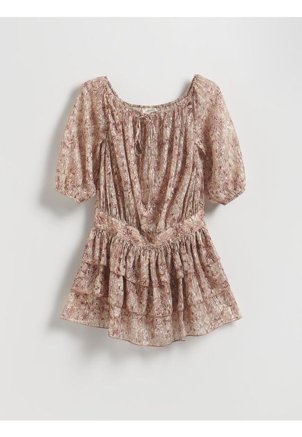 Reserved - Połyskująca sukienka mini - wielobarwny. Materiał: tkanina. Długość: mini
