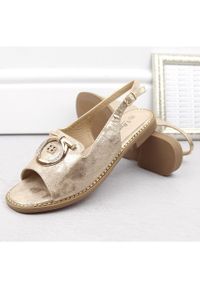 Sandały damskie komfortowe z ozdobą złote S.Barski 053 złoty. Kolor: złoty. Wzór: aplikacja #8