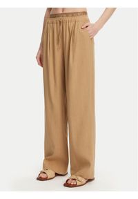 Marella Spodnie materiałowe Fred 2513131085 Beżowy Wide Leg. Kolor: beżowy. Materiał: len, wiskoza