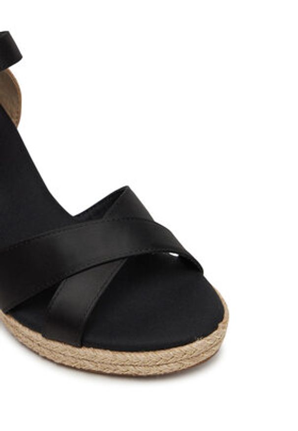 TOMMY HILFIGER - Tommy Hilfiger Espadryle Satin High Wedge Espadrille FW0FW08602 Czarny. Kolor: czarny. Materiał: materiał