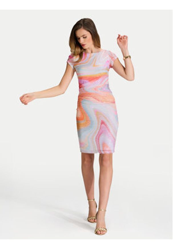 Swing Sukienka koktajlowa 5AI21200 Kolorowy Slim Fit. Materiał: syntetyk. Wzór: kolorowy. Styl: wizytowy