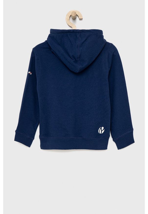 Pepe Jeans bluza bawełniana dziecięca z kapturem z nadrukiem. Okazja: na co dzień. Typ kołnierza: kaptur. Kolor: niebieski. Materiał: bawełna. Wzór: nadruk. Styl: casual
