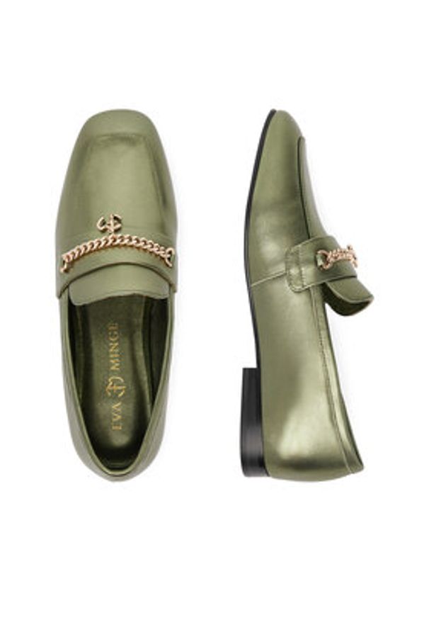 Eva Minge Loafersy CYNIA-LT2513-37 Zielony. Kolor: zielony. Materiał: skóra