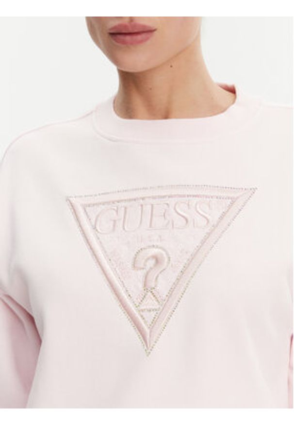 Guess Bluza W5GQ12 KBKM0 Różowy Regular Fit. Kolor: różowy. Materiał: bawełna