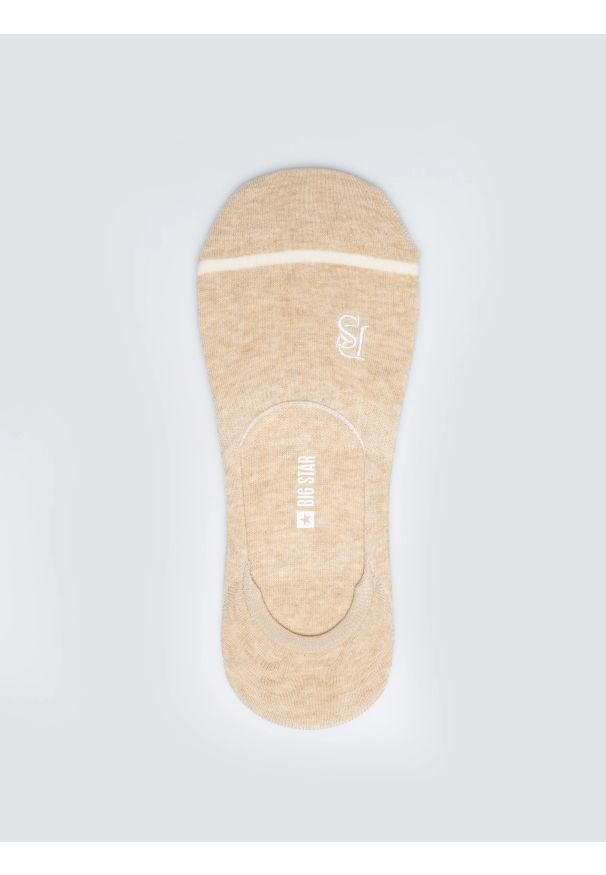 Big-Star - Stopki damskie bawełniane beżowe Nastka 801. Kolor: beżowy. Materiał: bawełna. Wzór: aplikacja, haft