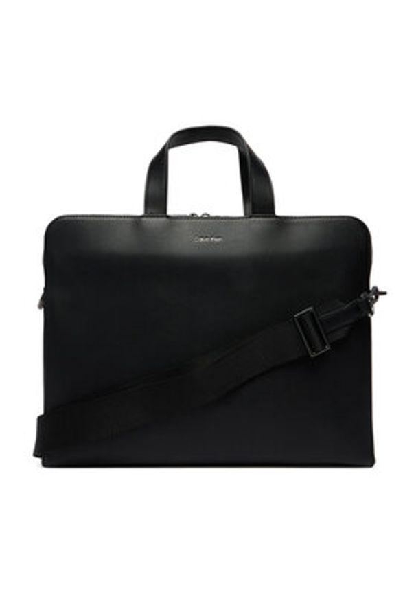 Calvin Klein Torba na laptopa Emblem Hw Commuter LV04D3290G Czarny. Kolor: czarny. Materiał: skóra