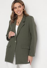 Born2be - Ciemnozielona Jednorzędowa Marynarka o Pudełkowym Kroju Selluria. Okazja: na co dzień. Kolor: zielony. Materiał: jeans. Sezon: jesień, wiosna. Styl: elegancki, casual #7