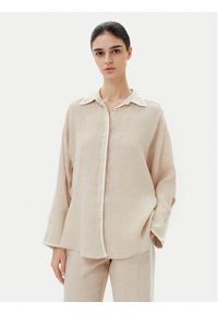 ICONA Koszula RP5LE003 Beżowy Relaxed Fit. Kolor: beżowy. Materiał: len